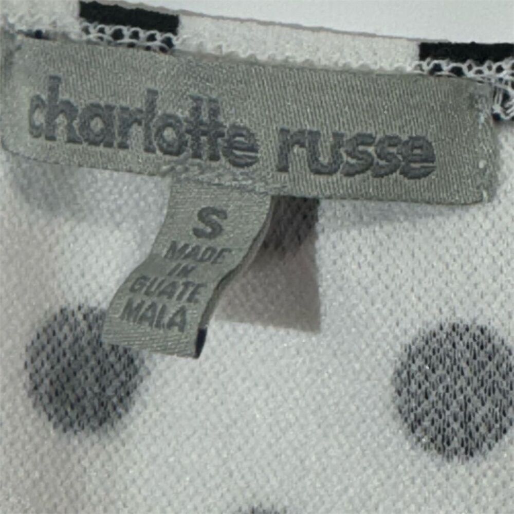 Charlotte Russe Polka Dot Puff Sleeve Crop Top S Retro Coquette Y2K - Picture 7 of 8